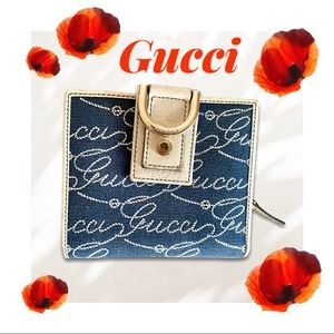 Auth Gucci denim small wallet